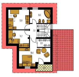 Image miroir | Plan de sol du premier étage - PREMIUM 216